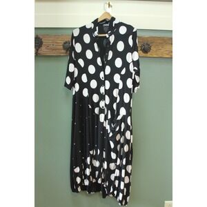 Alembika Women's Black White Polka Dot Button Front Midi Dress Size‎ 2 (US M)